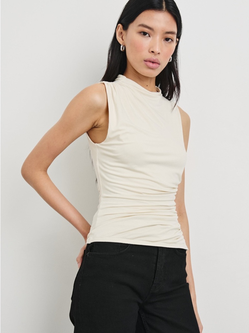 Rails Christen Top‎ Ivory Ruched Sides Sleeveless Women's Size Small EUC